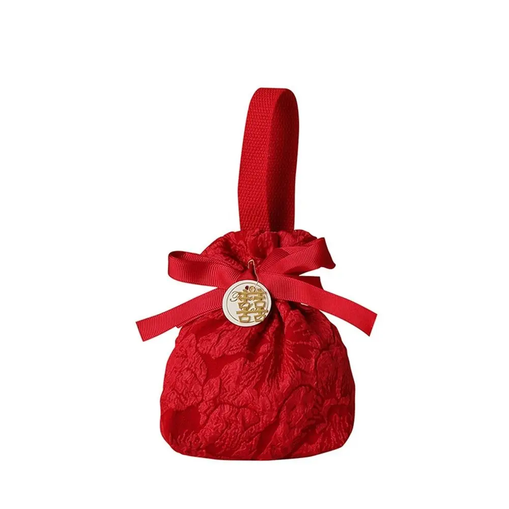 Bowknot Red Handbag New Year Drawstring Bag Large Capacity Korean Style Festive Sugar Bag Jewerly Packing Bag Storage Bag