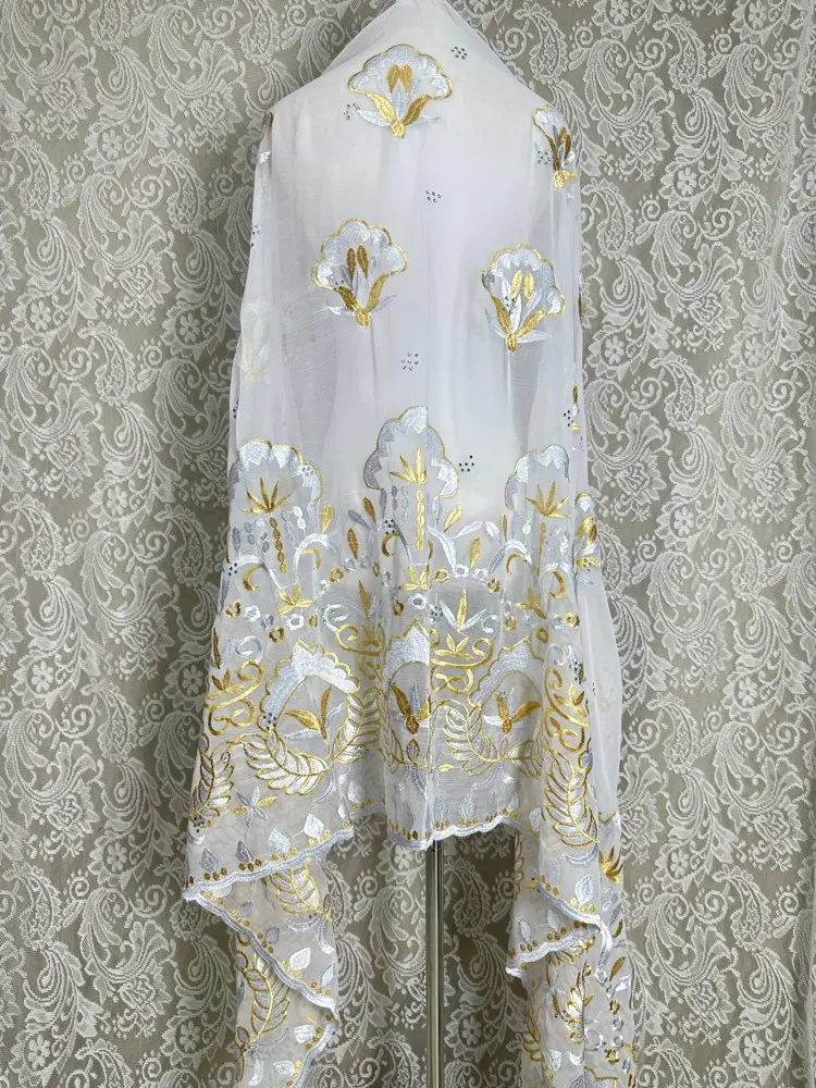 وشاح حجاب إسلامي أفريقي بالجملة 2 متر × 1 متر زهور تقليدية أنيقة قابلة للتنفس شال شيفون رخيص للنساء الصلاة أفريقيا #4