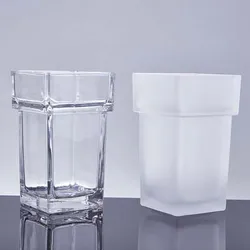 square glass toilet brush holder cup, toilet replacement parts
