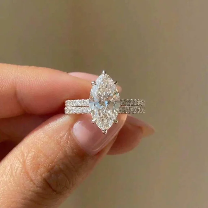925 Sterling Silver Fashion Classic Marquise Zircon Ring For Women Engagement Wedding Luxury High Quality Fine Jewelry Hot Sales