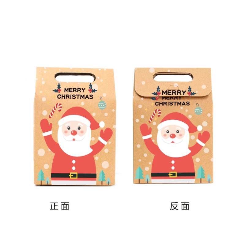 24 pcs New Christmas Kraft Paper Gift Bag Santa Claus Snowman Paper Carrying Candy Bag Apple Box