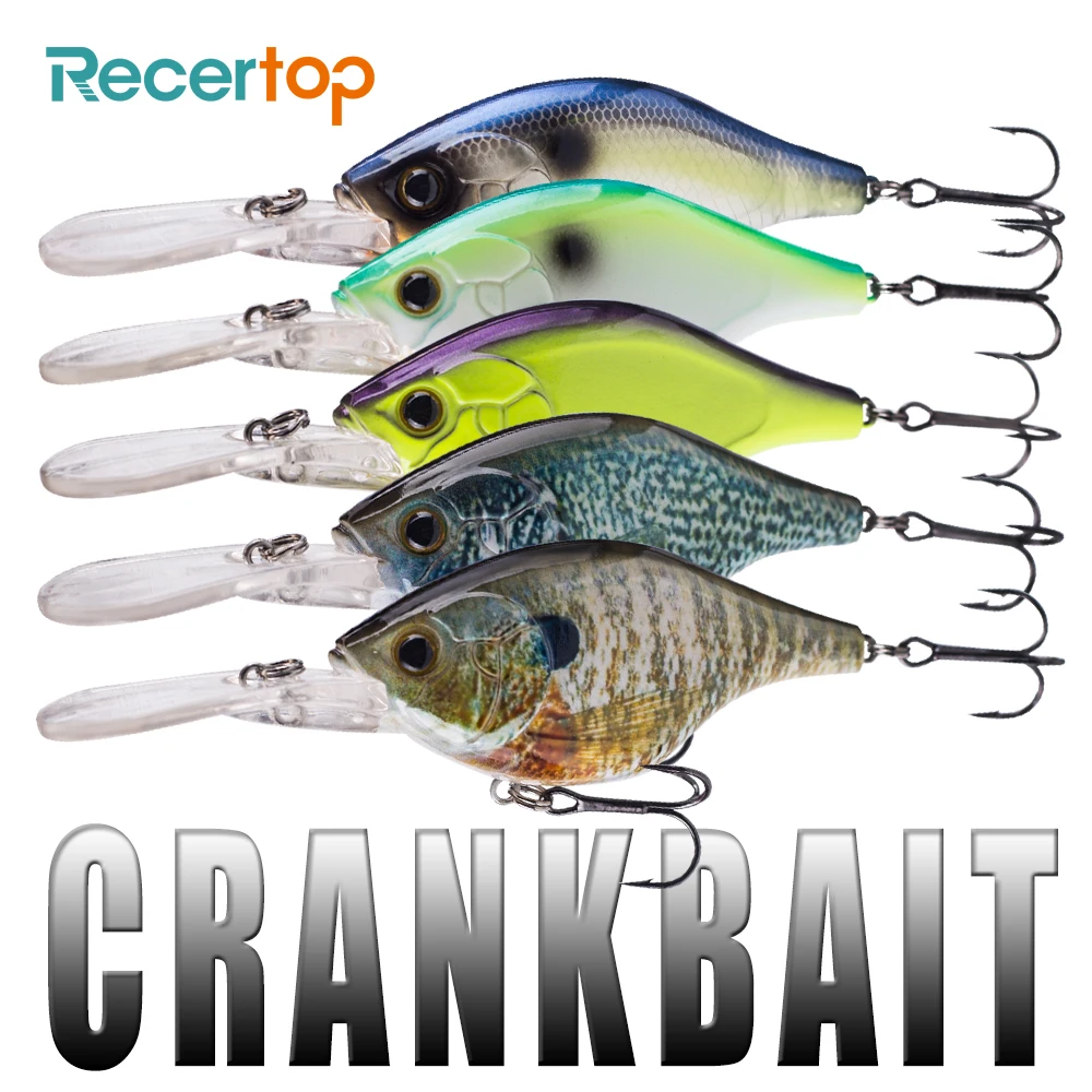 Recertop 1PCS 75MM 22G Hot Sale Floating Bass Fishing Lures Pike Artificial Crankbait Deep Diving Crank Bait Wobblers