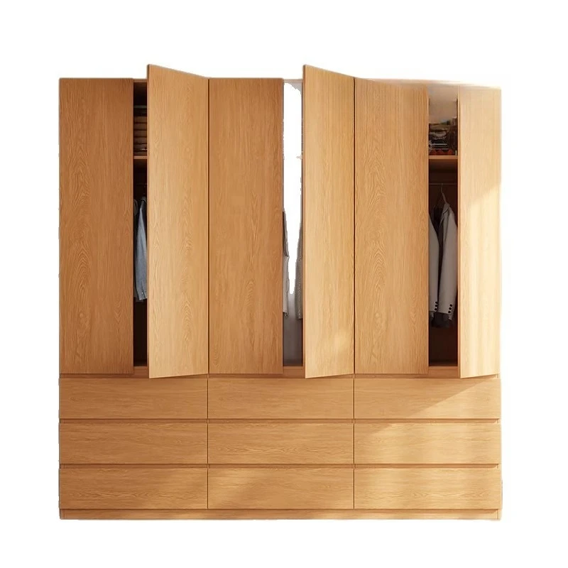 

Light Luxury Retro Solid Wood Wardrobes Handleless Segmented Style Wardrobes Drawers Home Furniture Шкафы Для Одежды ZY40YG