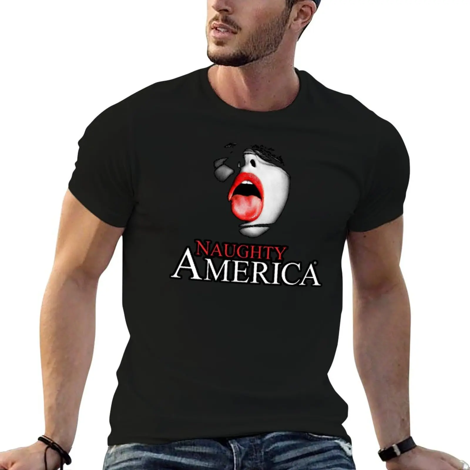 Naughty Lips T-Shirt hippie clothes shirts graphic tees mens cotton t shirts