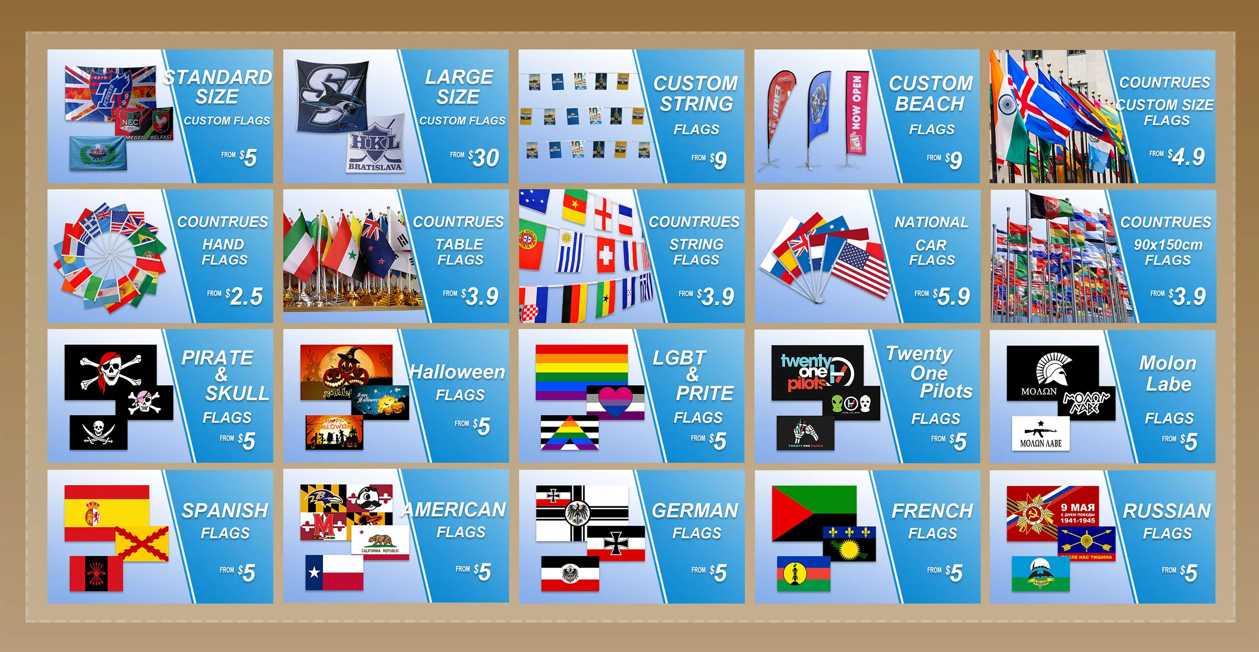 Single Double Sided Polyester Custom Flag 3x5/4x6/5x8FT with Brass Grommet Small Big Personalized Your Own Design Logo Text Flag