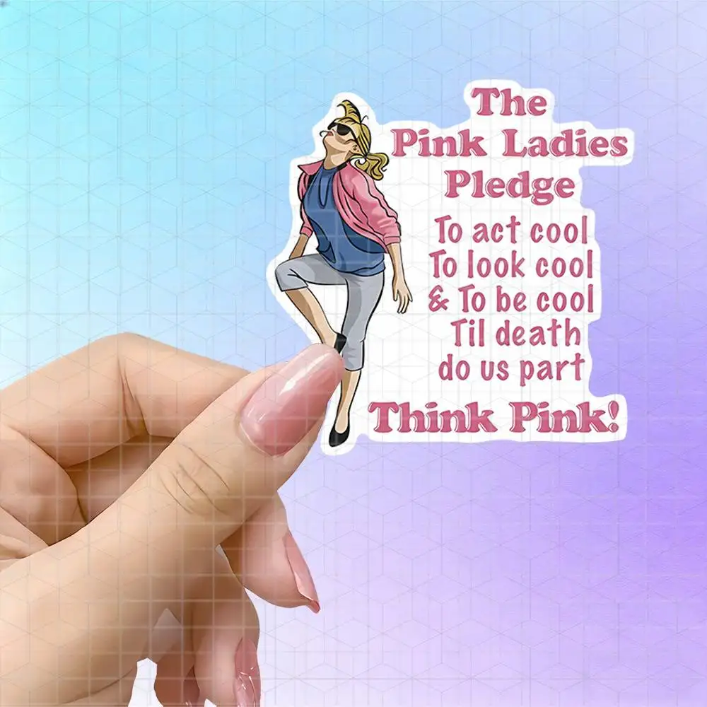 Pink Ladies Pledge Retro American Vinyl Sticker Matte Decal For Notebook Luggage Vintage Grease Fan