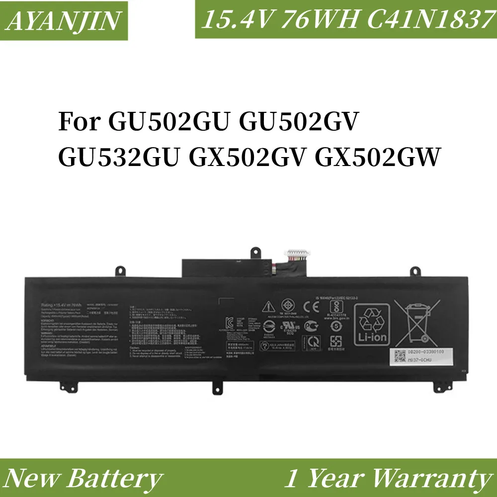 C41N1837 0B200-03380100 15.4V 76WH Laptop Battery for GU502GU GU502GV GU532GU GX502GV GX502GW