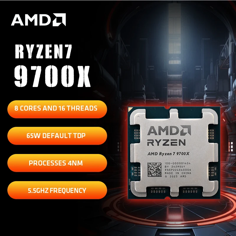 معالج AMD Ryzen 7 9700X R7 9700X 5.5 جيجا هرتز 8 كور 16 خيط 40 ميجابايت لعبة كاش 4NM TDP 65 واط مقبس AM5 وحدة المعالجة المركزية للألعاب