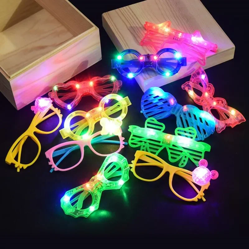 24pcs Flash Shutter Glasses Cartoon Light Eye Wear Glow Party  Favors Toys Birthday Gift Christmas Halloween Wedding Festival