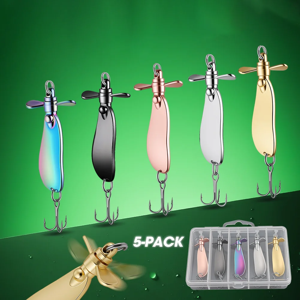 Propeller Spoon Fishing Lure for Freshwater and Saltwater Use 5pcs Zinc Alloy Bait with Flashy Reflections in Water