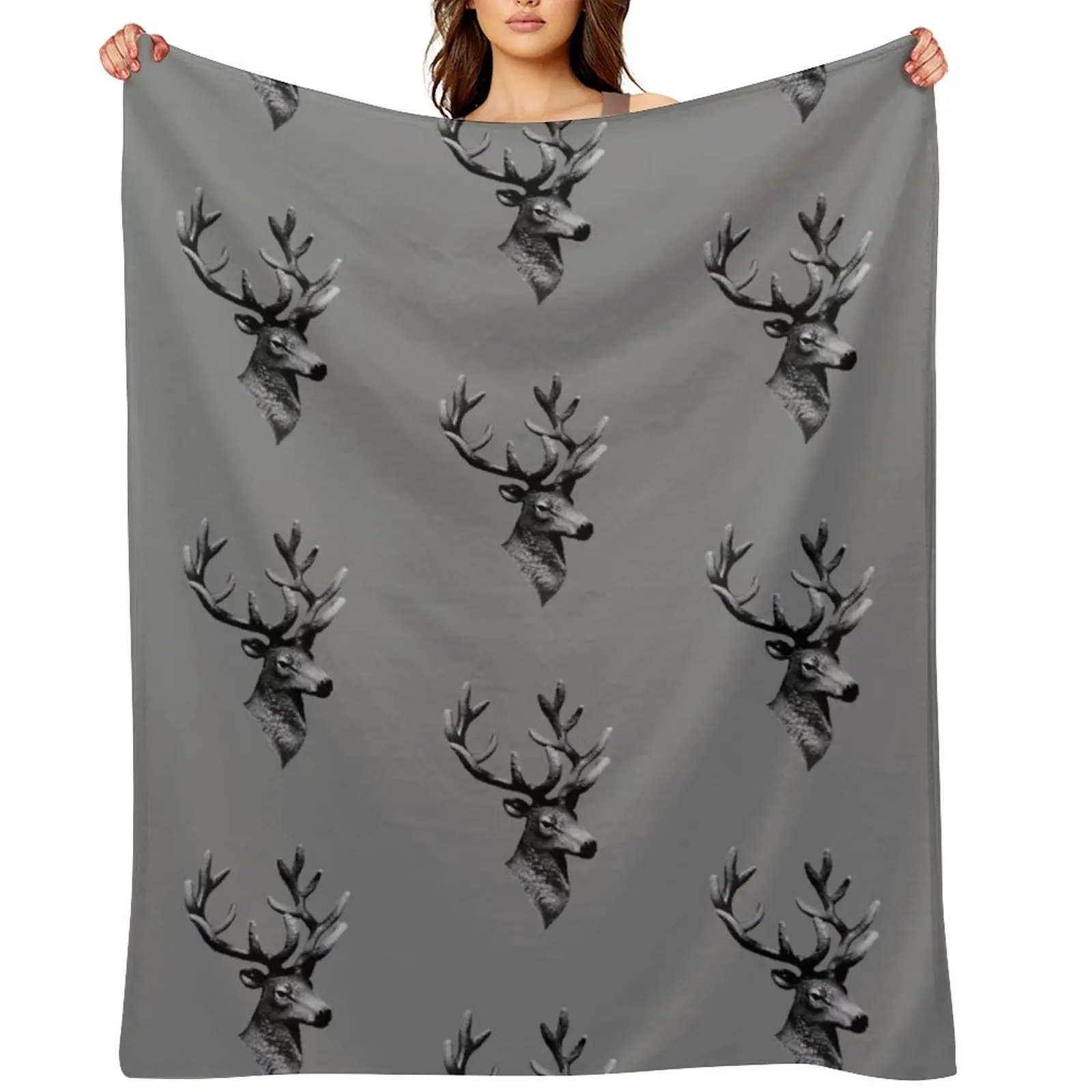 

Grey Stag Head Throw Blanket cosplay anime Stuffeds Thermal Blankets For Bed Blankets