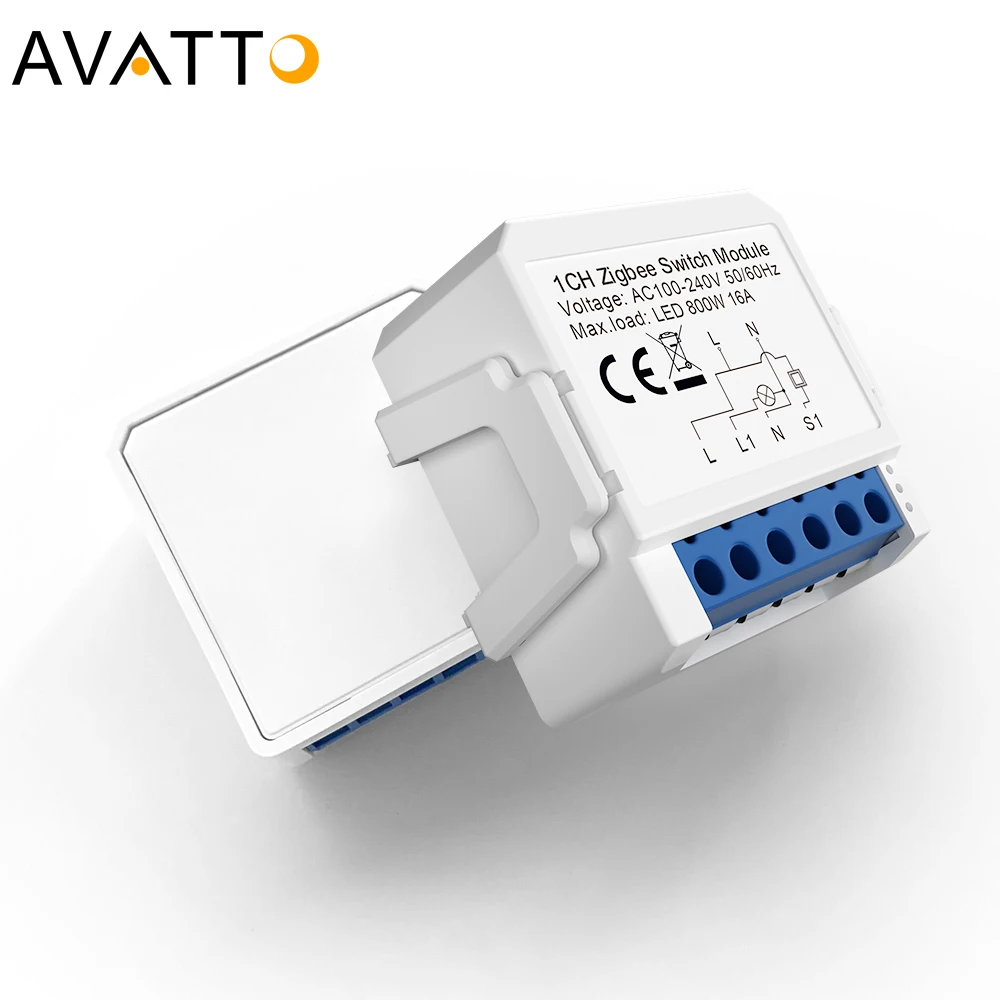 AVATTO ZigBee Tuya 1/2/3/4 Gang Mini Smart Switch DIY Light Switches Module Two-Way Control Works With Alexa Alice Google Home