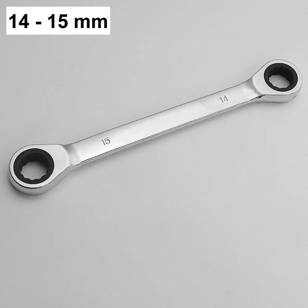 Metal Chrome Vanadium Steel Ratchet Spanner Set Auto Repair Tools Double Head Ring Ratchet Wrench