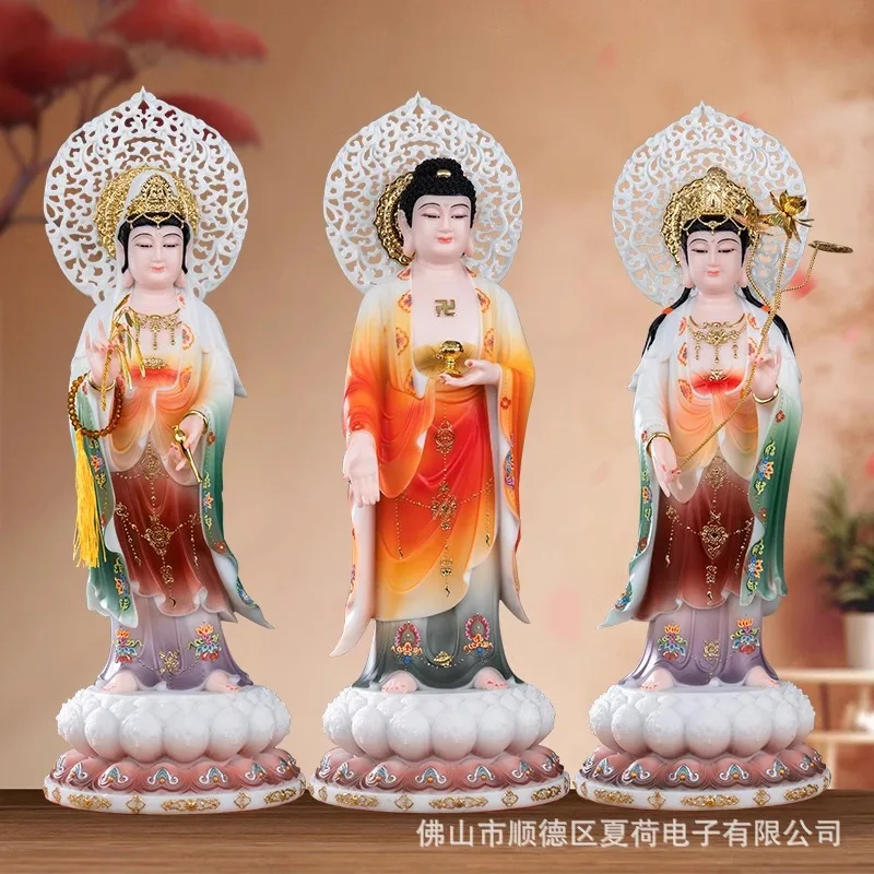 YFY Western Three Saints Station Statue Connects Amitabha Buddha Guanyin Bodhisattva Buddha Statue to Bodhisattva Home Offering