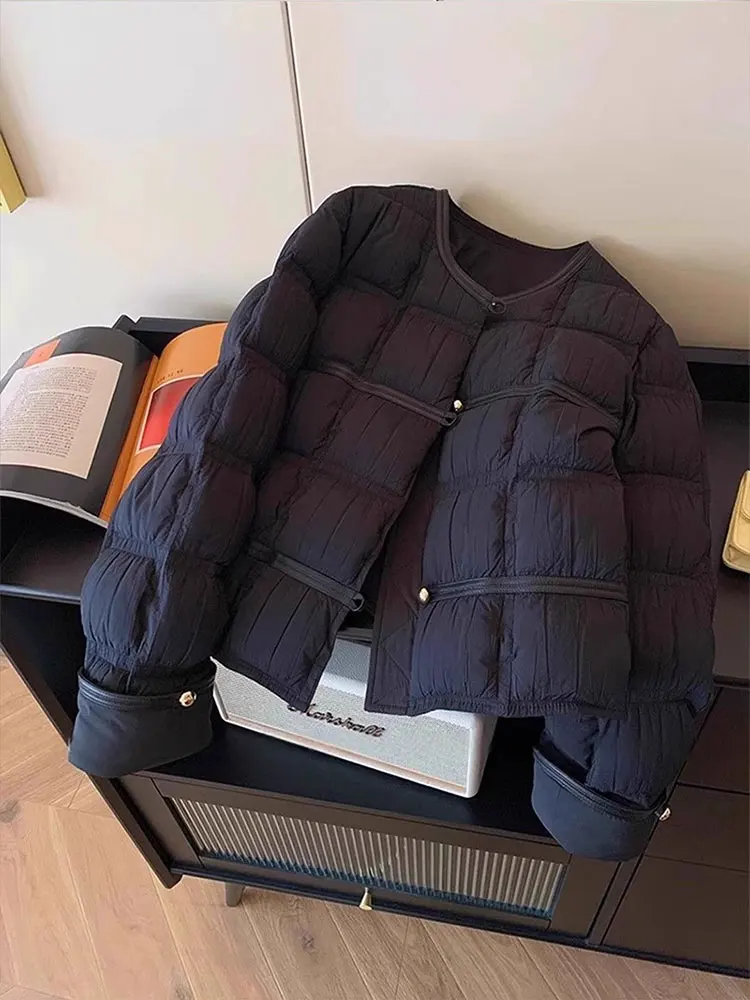 

Bla Quilted Cotton Jaet Women's ort Sle Winter Warmth Faion Small Size Durable Polyester Fiber Filling Coat