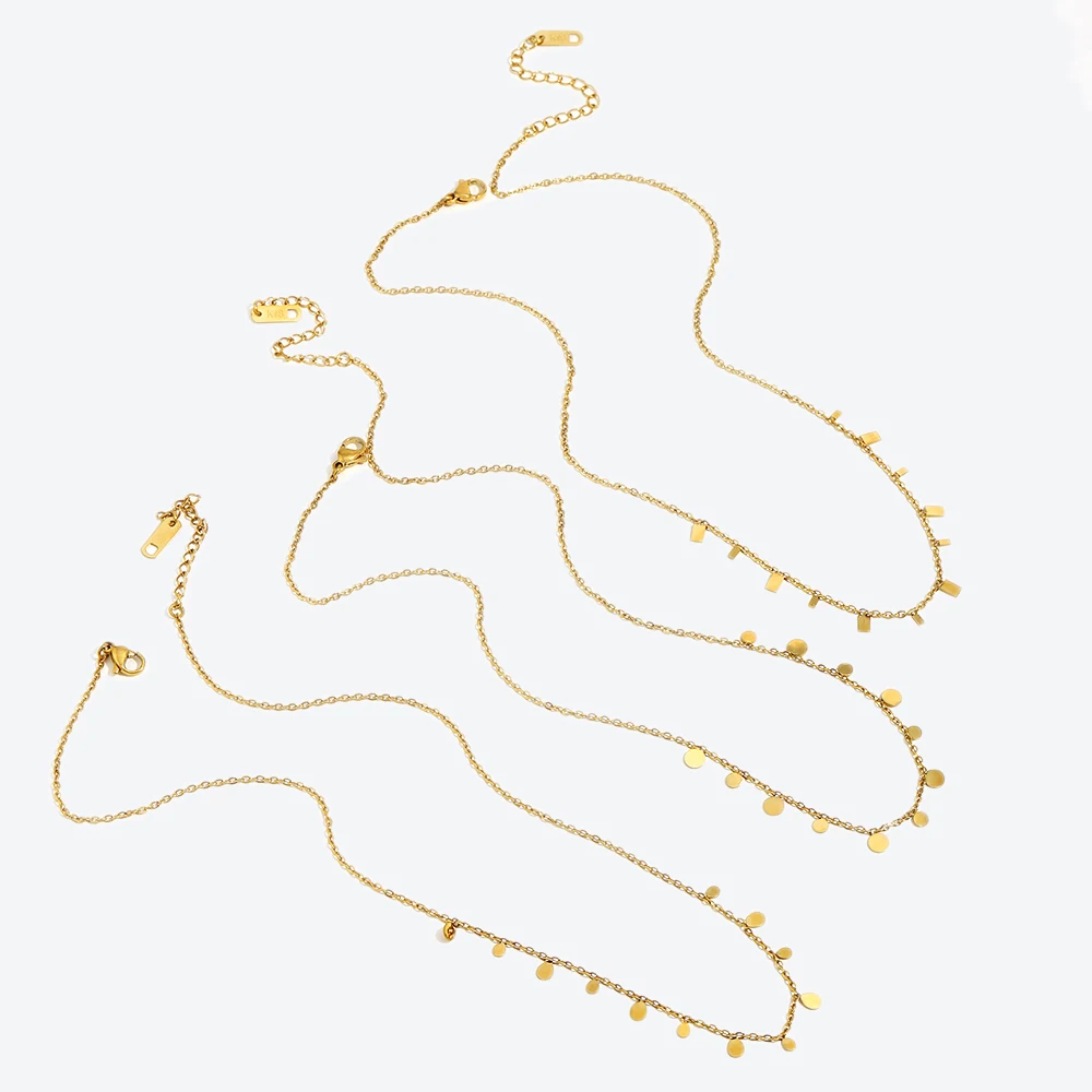 E.B.belle Circle Square Drop Geometric Metal Charm Gold Chain Choker Necklaces For Women Delicate 18k Gold Color Layer Necklace