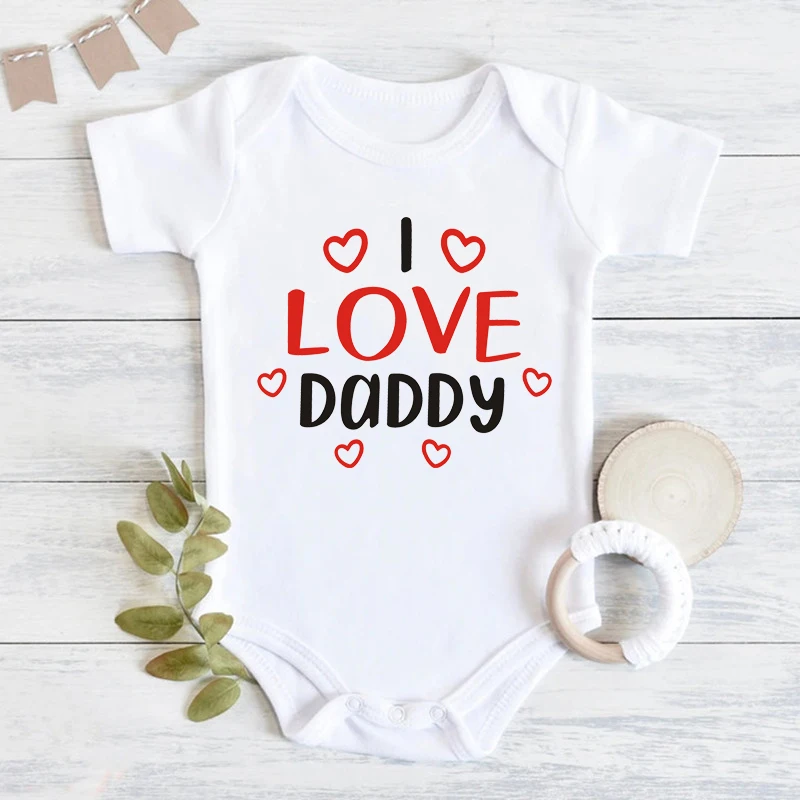 I Love Daddy Newborn Baby Bodysuit Cotton Short Sleeve Baby Romper Cute Baby Boy Clothes Jumpsuit Infant Outfit Gift for Daddy