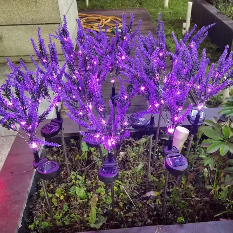 Solar Lavender Outside Garden Lawn Light IP65 Waterproof Solar Flowers Pathway Light for Patio Yard Wedding Holiday Decoration