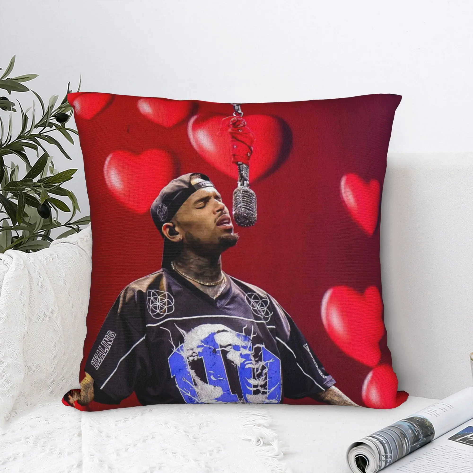 Chris Brown Pillow Case  Comfy Pillow Cover Vintage Cushion Cover For Couch Sofa Bedroom