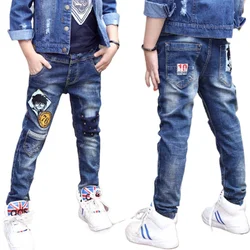 Kids Boys Jeans Pants Trousers Teens Boys Fashion Print Denim Children Brand Cartoon Clothing 4 5 6 7 8 9 10 11 12 13 14 Years