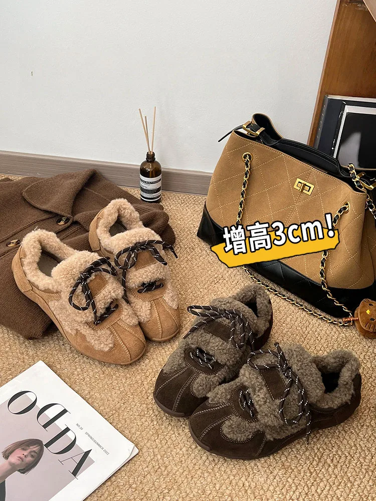 

Женский спортивный oes на подкладке из меха ягненка, повседневный дизайн Cotton oes, удобный мягкий внутренний материал с круглым носком