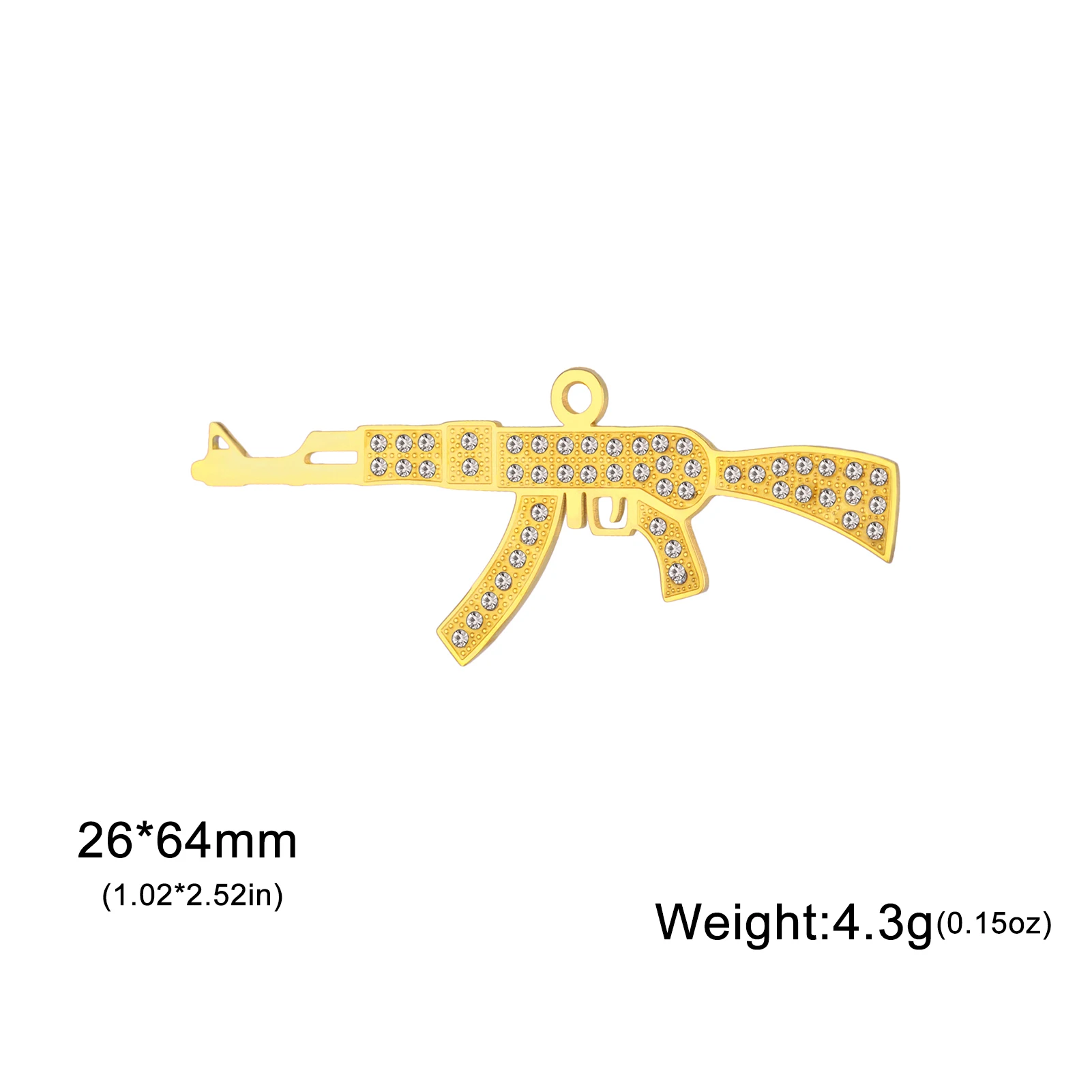 Stainless Steel Classic  Zircon Gun Pendant for Necklace Earrings Bracelet Jewelry DIY Accessories Wholesale image 6