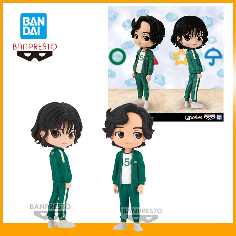 

Original Bandai Banpresto Squid Game Q Posket Seong Gi Hun Kang Sae Byeok Anime Action Figures Model 14Cm Cute Toy Chibi Figure
