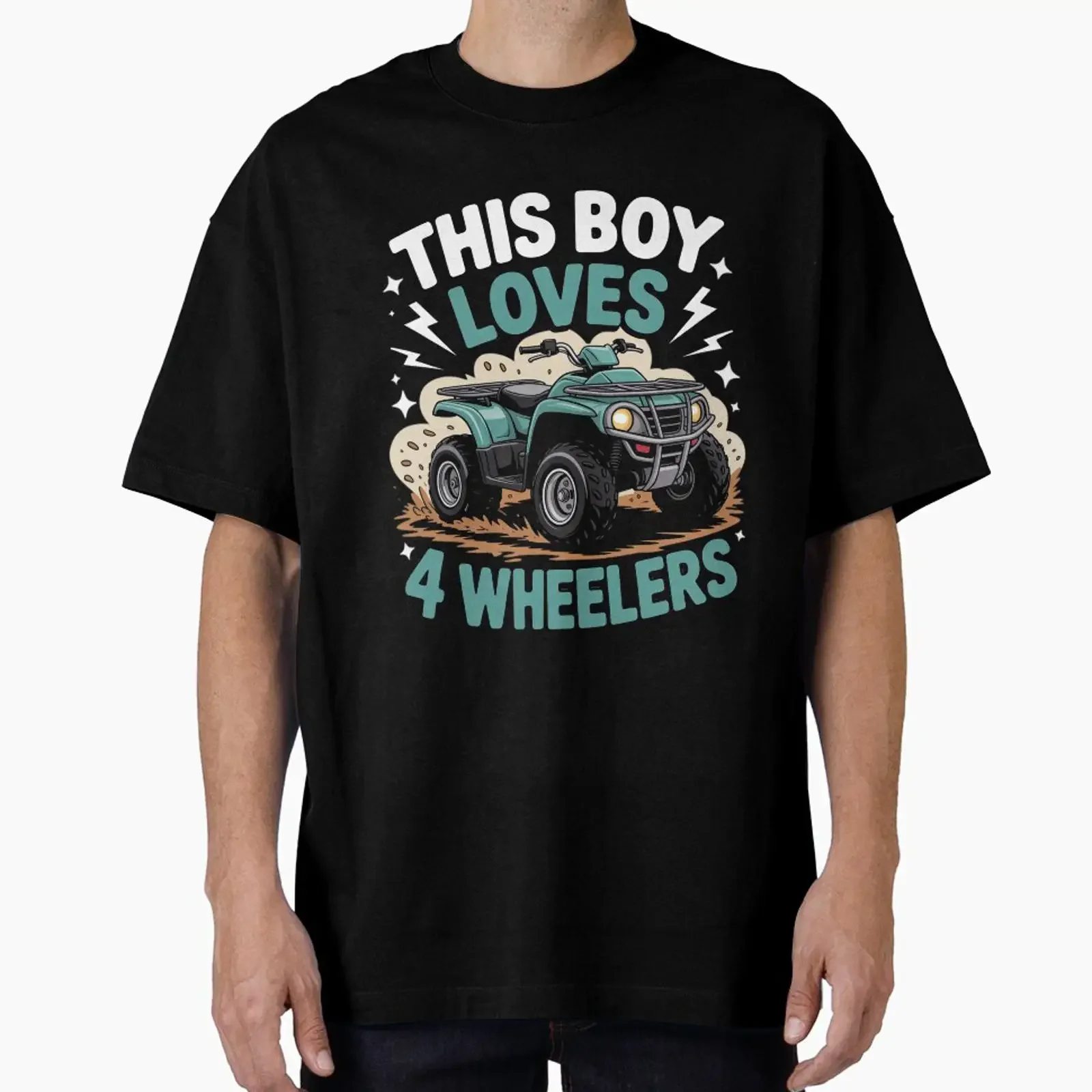 This Boy Loves 4 Wheelers ATV Quad Bike Mud Riding designed and sold by berniceschm vintage Washed Comfortable Casual homme