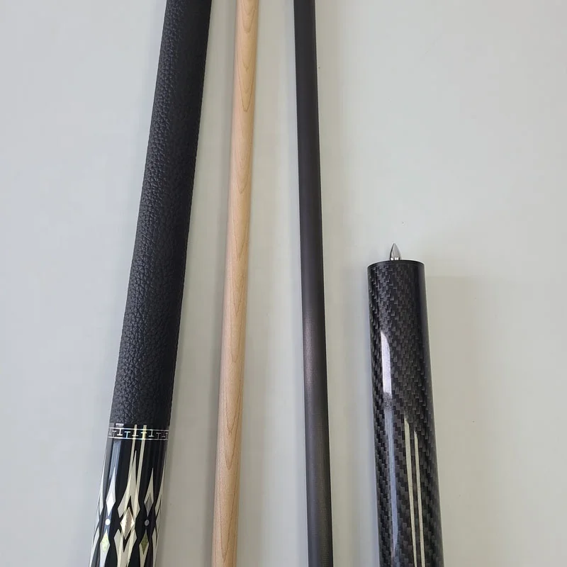 عالية الجودة 2 قطعة خشب القيقب ألياف الكربون تجمع جديلة مجموعة بعقب واحد مع 2 محاور شعاعي دبوس البلياردو جديلة مع الكربون جديلة تمديد