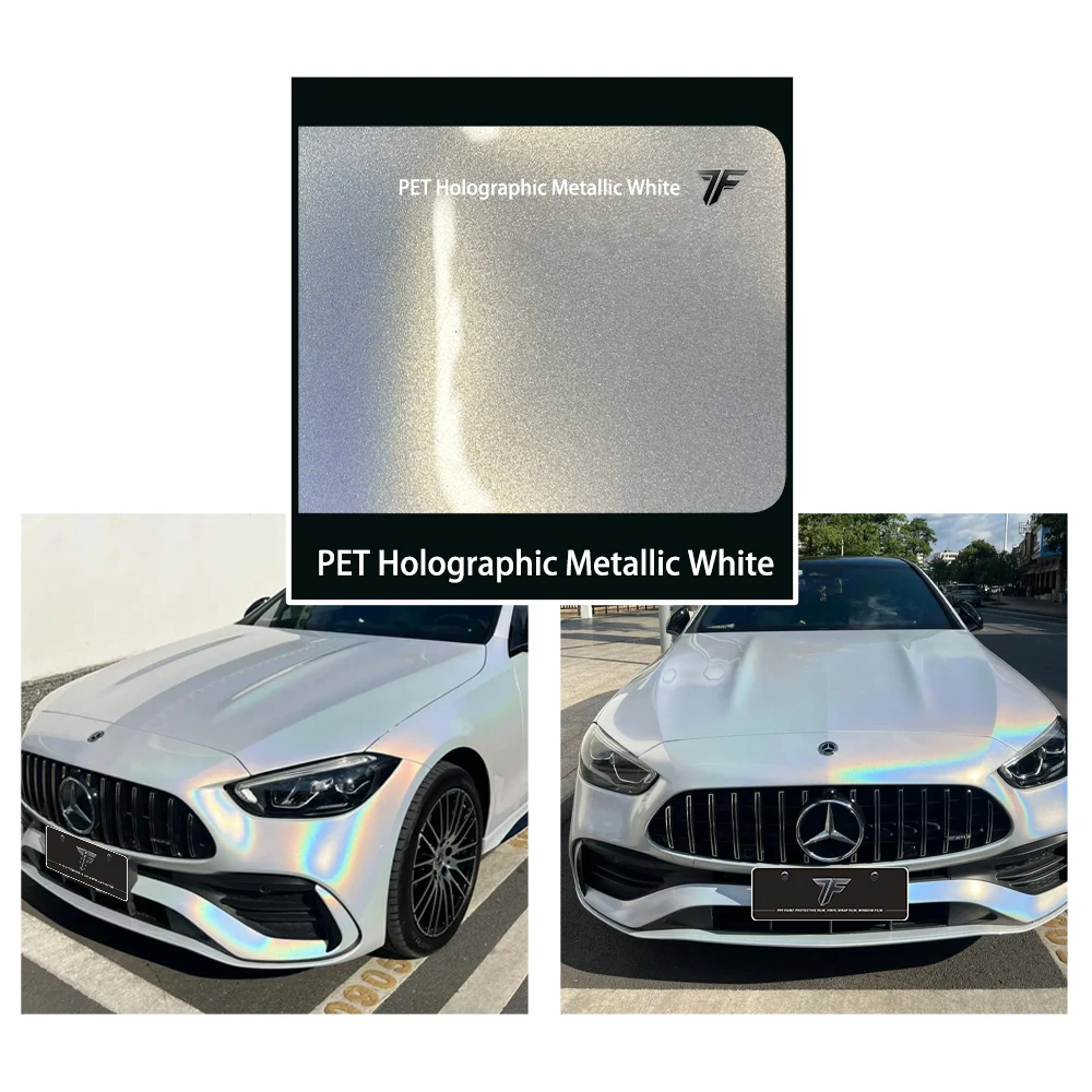 7F виниловые защитные пленки для автомобиля с защитой от царапин, изменение цвета, голографическая металлическая белая пленка из ПЭТ, пленки для кузова автомобиля