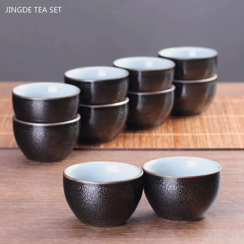 

6pcs Traditional Ceramic Tea Set Retro Tea Cup Set Portable Zen Small Tea Bowl Custom Beauty Teacup Chinese Teaware Accessories