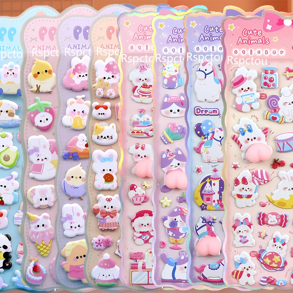 

10 шт., милые мультяшные аниме, серия животных, наклейки на ягодицы, каваи, кролик, медведь, кошка, зажимные декомпрессионные игрушки, наклейки, украшение «сделай сам»