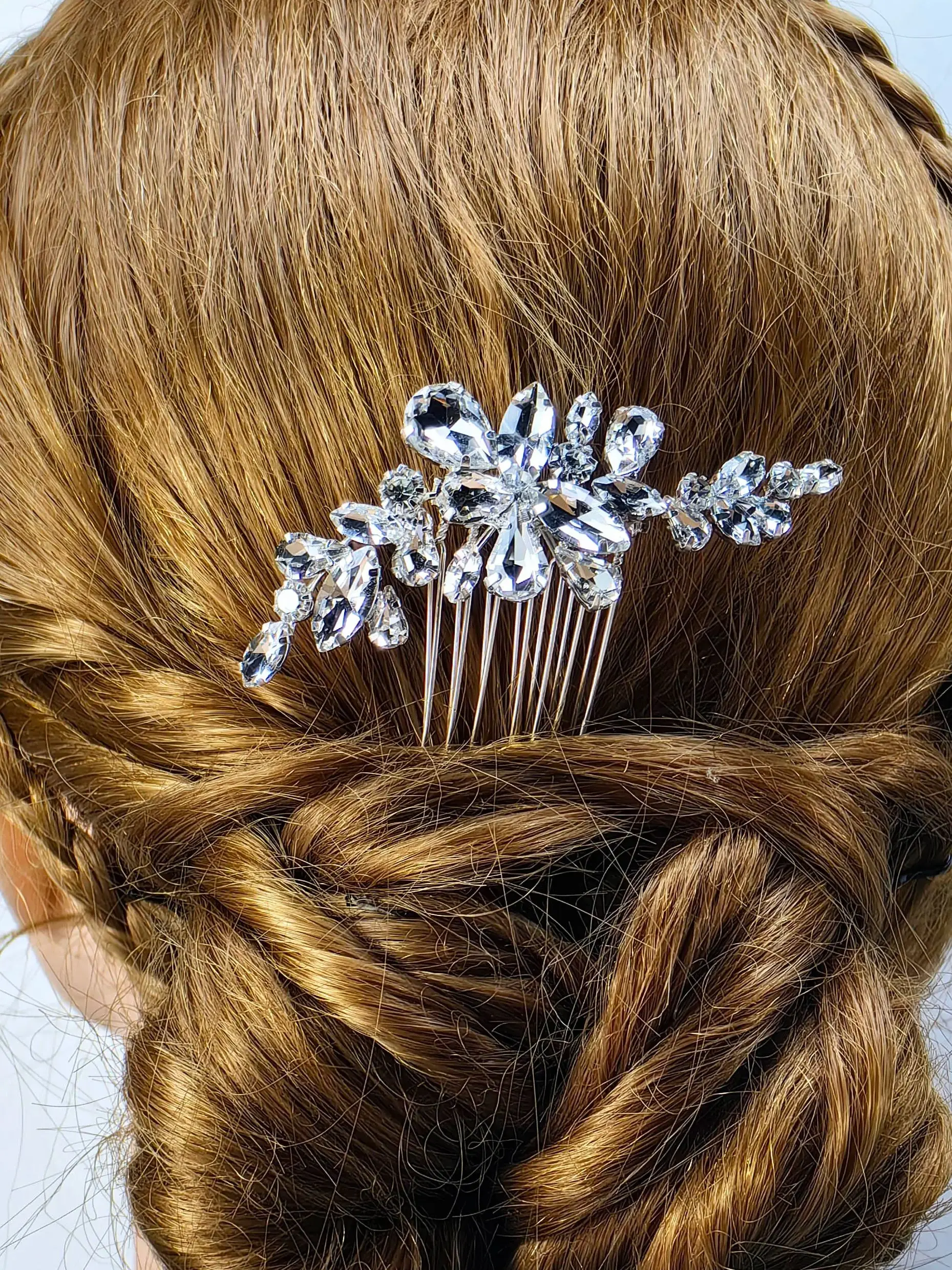 Peigne à cheveux de mariage en cristal pour patients, diadème argenté, ornement de cheveux en perles de biscuits, peigne latéral de demoiselle d'honneur, ornement de cheveux féminins, S