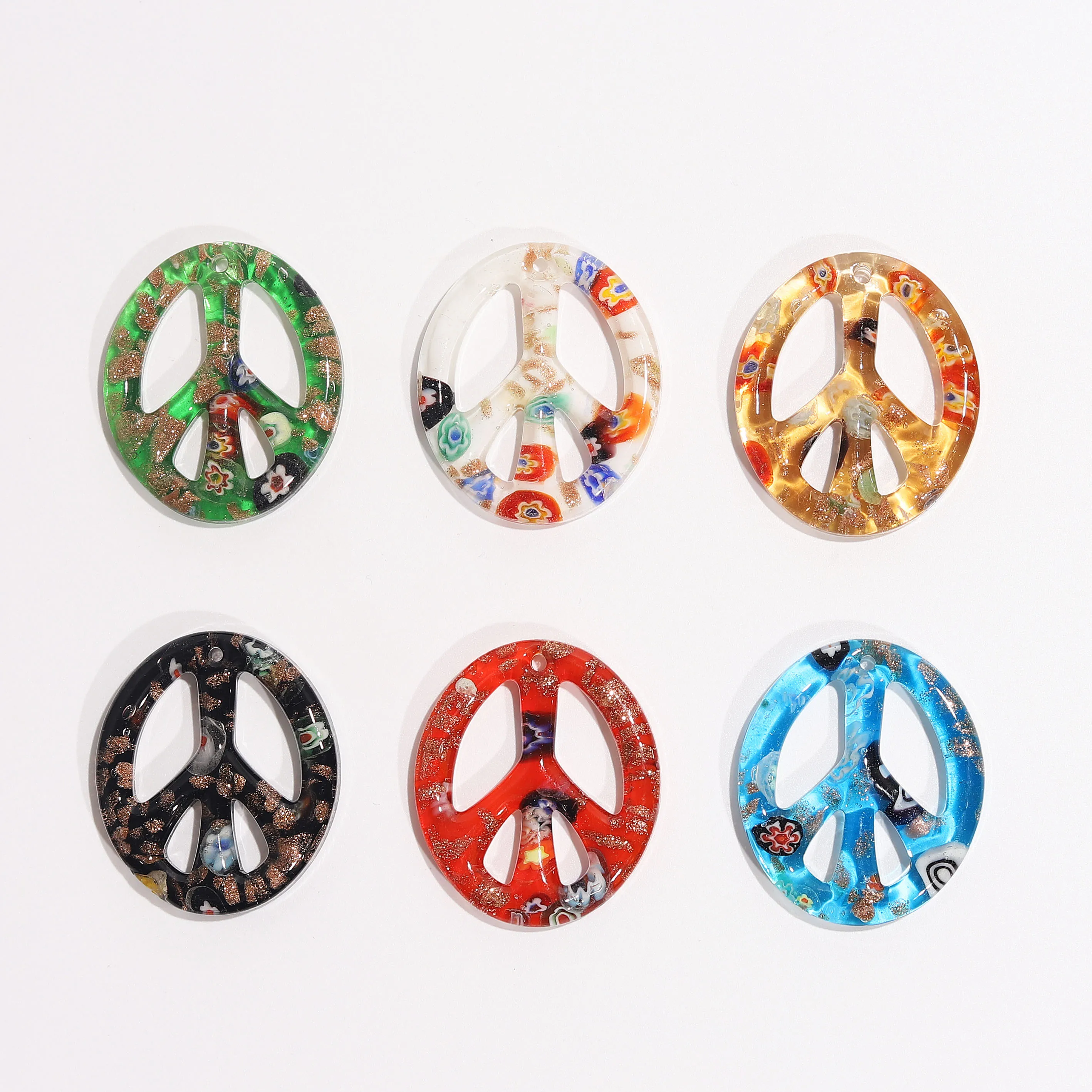 

Qianbei Wholesale Mixed Color Fantastic 6pcs Murano Lampwork Glass Cross Flower Pendant Fit Necklace