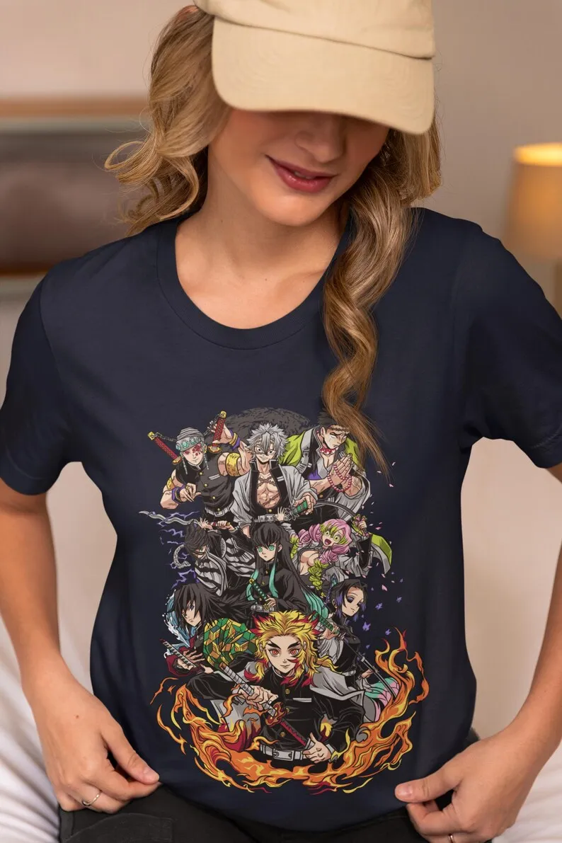 Legendary Demon Hunters Unisex T-shirt - Japanese Manga Art Design, Anime Graphic Tee, Pillar-Inspired Fantasy Wear, Epic Journe