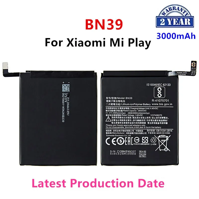 100% Orginal BN39 3000mAh Battery For Xiaomi Mi Play BN39 High Quality Phone Replacement Batteries