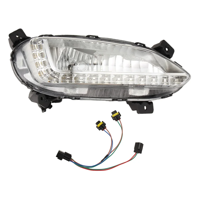 A82M-Car Assembly Accessories LED Daytime Running Light Fog Light Headlight For Hyundai Santa Fe Sport IX45 2016-2018 Right