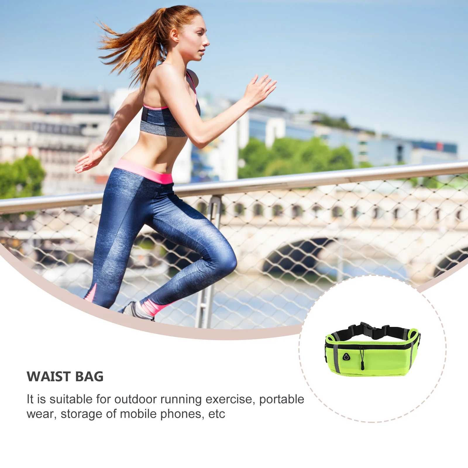 

1Pcs Outdoor Sports Waist Bag Waterproof Running Pack Adjustable Belt Reflective Strip Music Waist Pouch Phone Holder Headphone