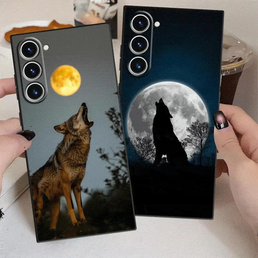 

Artistic Wolf Style Black Soft Phone Cover Case for Samsung Galaxy S21 FE S23 Ultra S24 Plus S20 S25 Edge