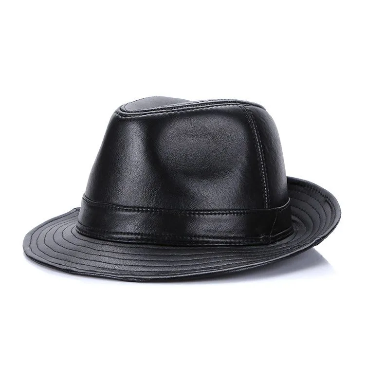 Leather sheepskin hat men's dress hat middle-aged casual hat autumn and winter hat 1 piece