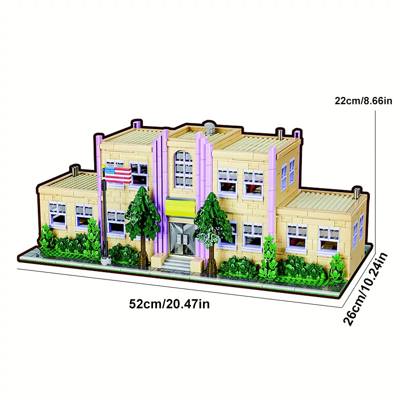 3500pcs Springfield Elementary School Building Blocks MOC Modular Buildings Architecture Model Splicing Assembly Bricks Toy Gift