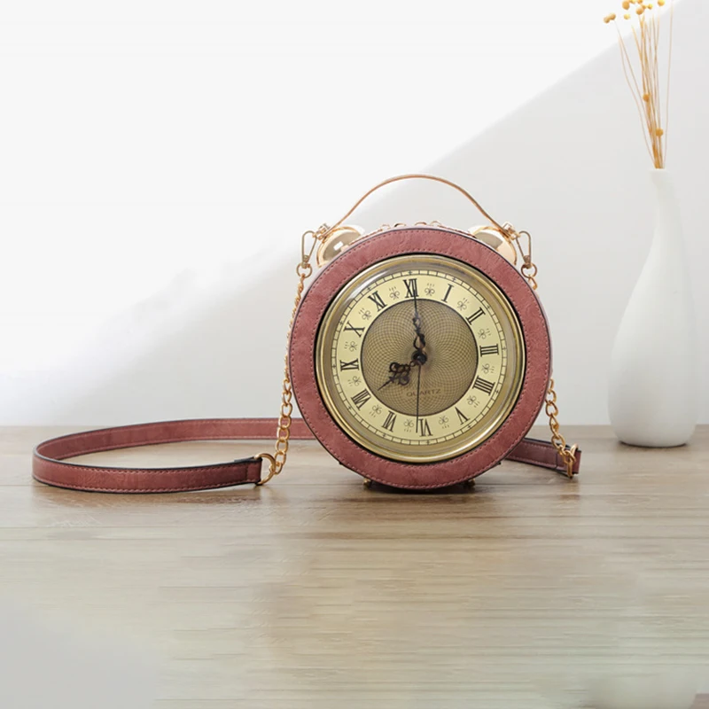 Ladies' new small round clock shaped crossbody bag personalized chain clock bag creative clock bag interesting small round bag