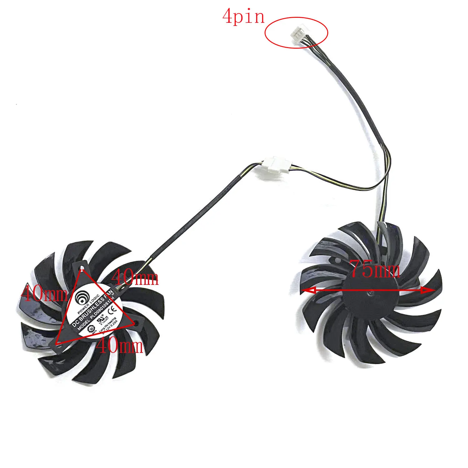 DIY Brand New GPU Fan 4PIN PLD08010S12HH for ZOTAC GeForce GTX 960 2GB ZT-90306-10M/J/K Graphics Card Fan