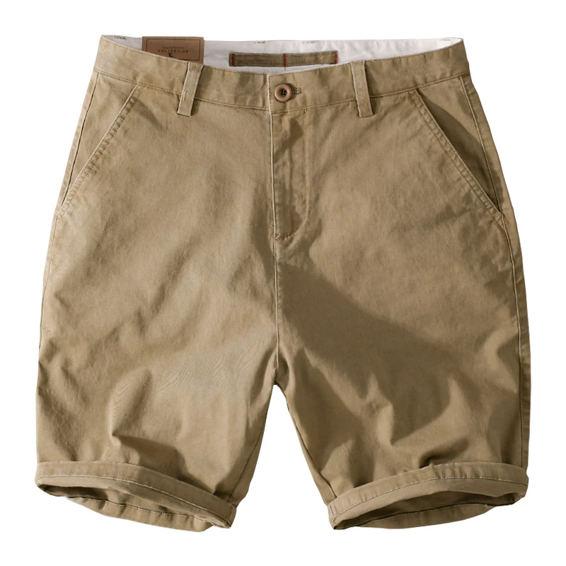 7701 Summer Fashion Men's Simple Basical Cargo Shorts Japan Style High Quality Cotton Solid Color Casual Loose Half Length Pants - Image 5
