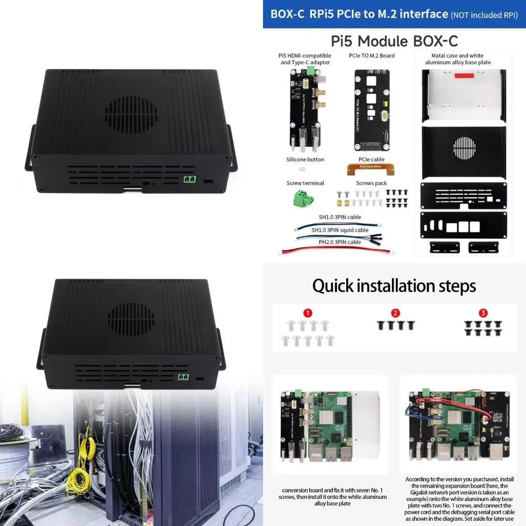 

PCIe Expansion Capability Preinstalled Terminals Screw M.2 NVME PCIE Case D2RC