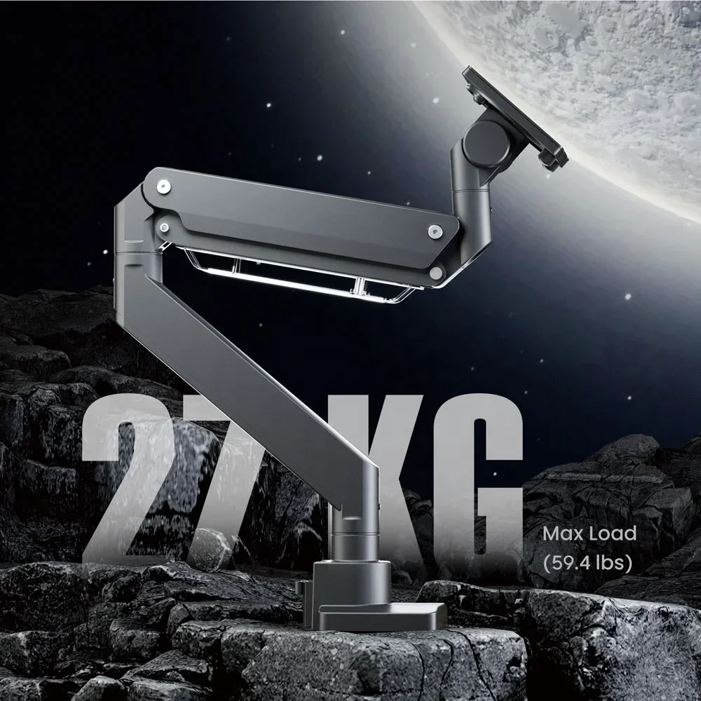 

LUMI Ultrawide Computer Desk Mount Heavy Duty Adjustable Single Gas Spring Stand Arm with USB Port for 57 inch Screen