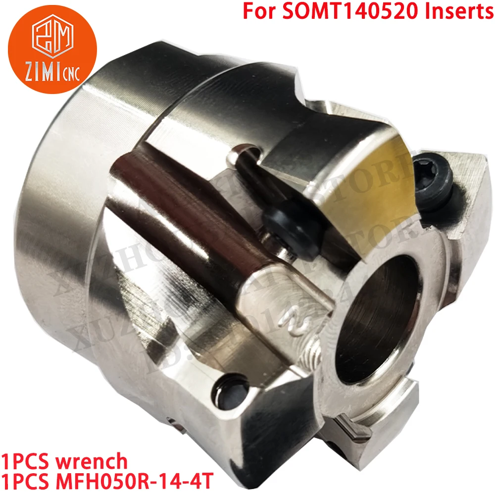 1PCS MFH050R-14-4T Face Milling Cutter Milling Tool For SOMT140520 Inserts CNC Tool Carbide Milling inserts MFH050R + 1PC wrench