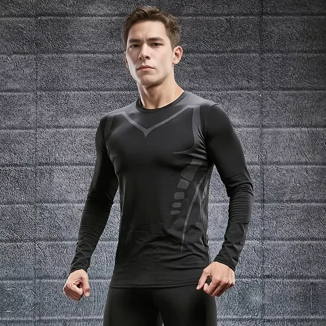 Męska koszulka T-shirt Męska koszulka sportowa do biegania Męska koszulka kompresyjna Fitness Szybkoschnąca Obcisła Koszulka Treningowa Siłownia Sportowa Koszulka do Biegania Jersey