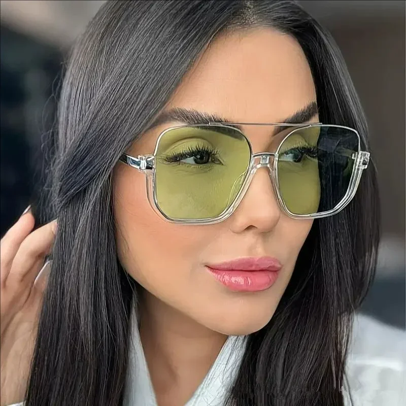 New Vintage Oversized Sunglasses Fashion Men Women Square Shades Eyewear Trendy Popular Brand Design UV400 Sun Glasses - view 5