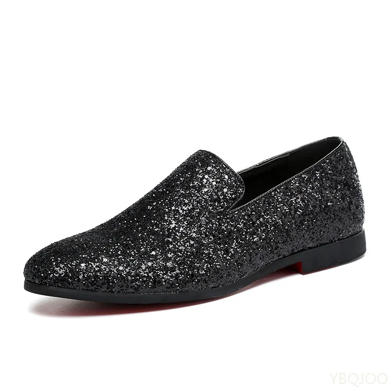 Glitter Marken Schuhe Männer Designer Luxus Loafer Männer Schuhe Britischen Stil Silber Gold Herren Schuhe Casual Große Größen Zapatos Hombre